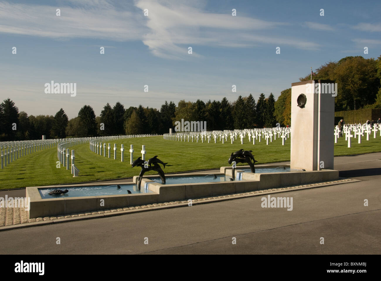 LUXEMBOURG; AMERICAN WAR CEMETERY , HAMM; DOLPHIN MEMORIAL Stock Photo ...