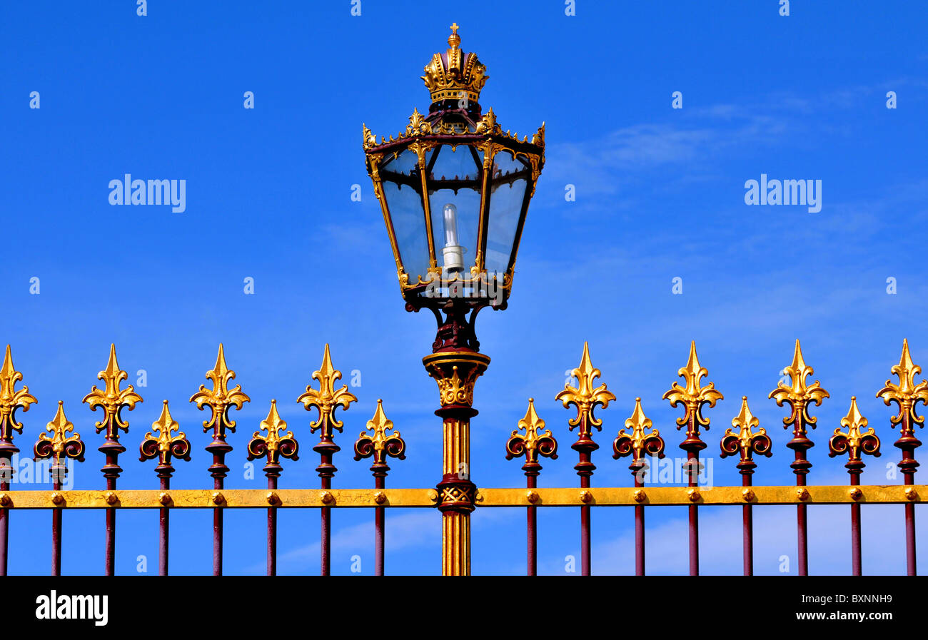 Vienna, Austria, Close up of railings and ornate lamp at the Hofburg Palace, Vienna, Austria Stock Photo