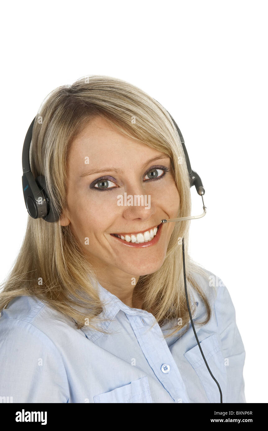 Woman with Headset Stock Photo