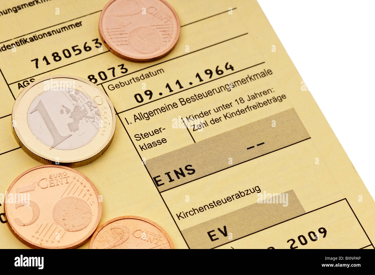 German tax card Stock Photo