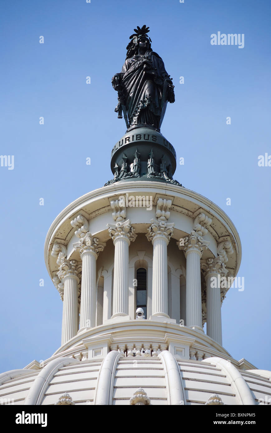 Statue of Freedom over Capitol Hill Building in Washington DC Stock Photo