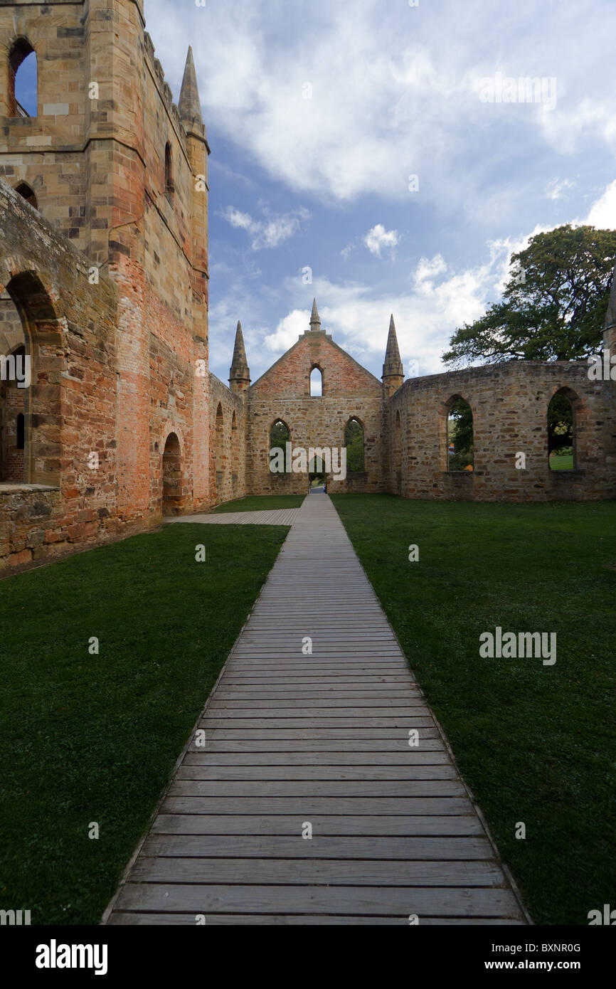 Inside a ruined church at Port Arthur Stock Photo - Alamy