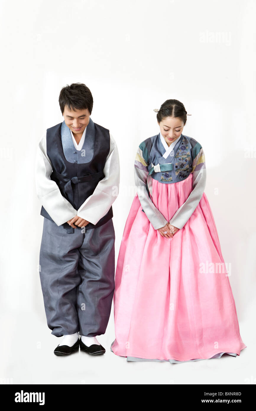 Korean Man And Woman Traditional High Resolution Stock Photography and ...