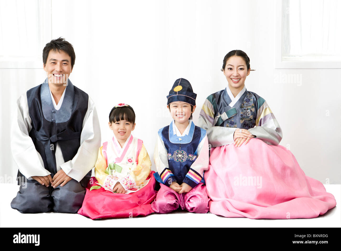  Family  in Korean  traditional clothing Stock Photo Alamy
