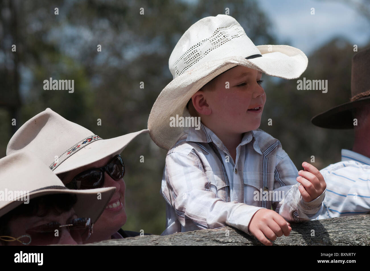 A young cowboy at the Ebor annual camp draft competition in New South Wales Stock Photo