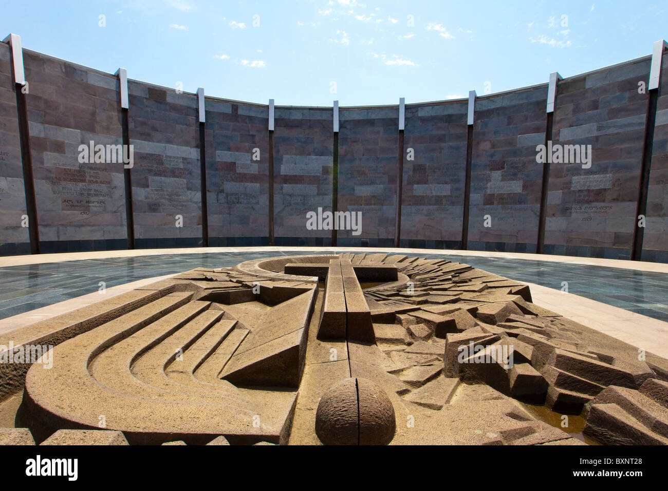 Museum and Memorial of the Armenian Genocide on Tsitsernakaberd in Yerevan Armenia Stock Photo