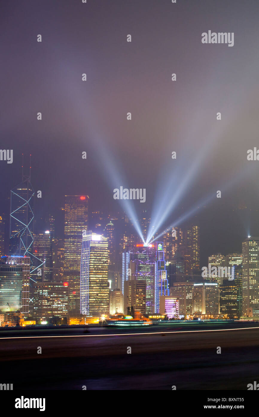 The spectacular Symphony Of Lights on Hong kong Island as seen from ...