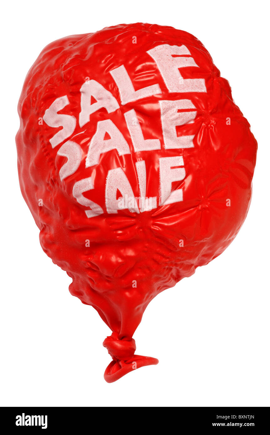 Deflated or burst Sale balloon Stock Photo