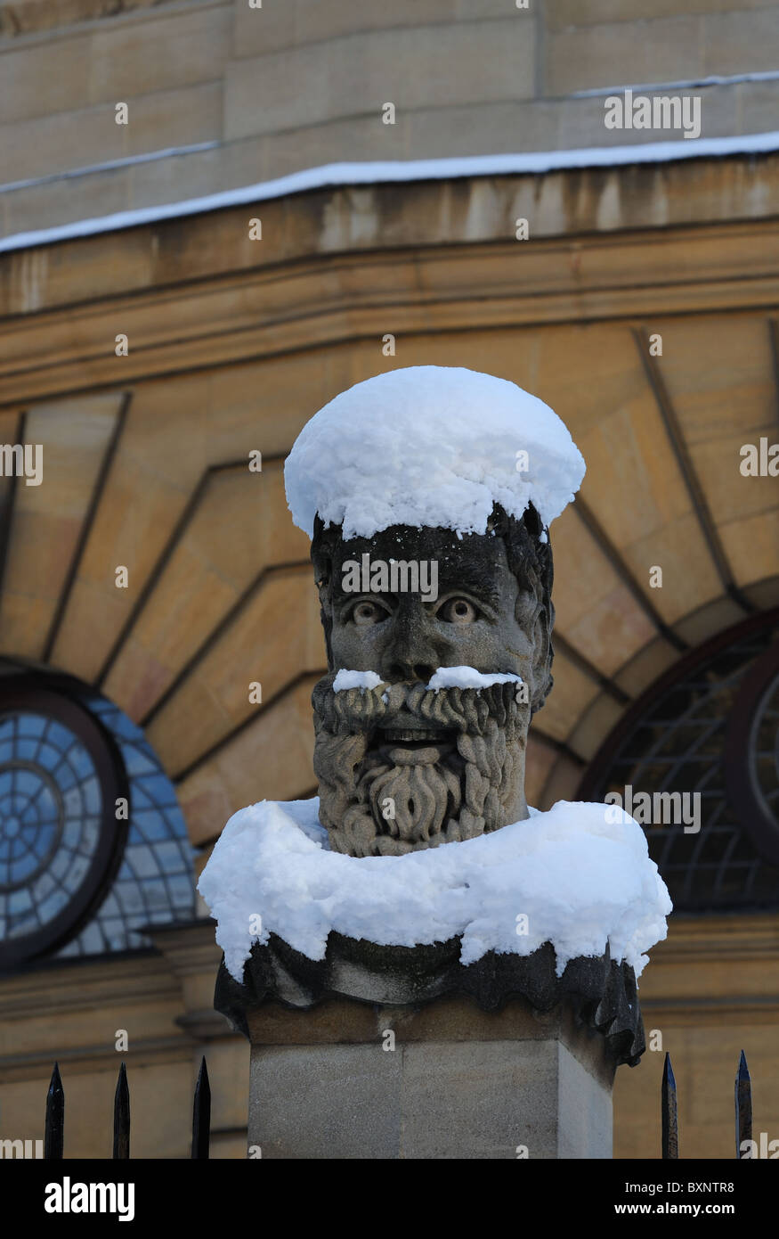 Oxford Iconic Statue, with snow cap Stock Photo