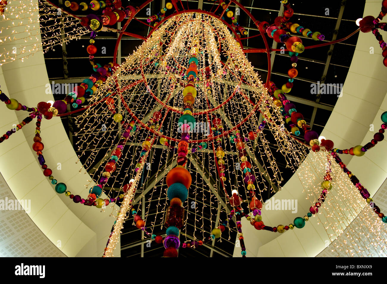 Lakeside shopping centre decorated for Christmas Stock Photo Alamy