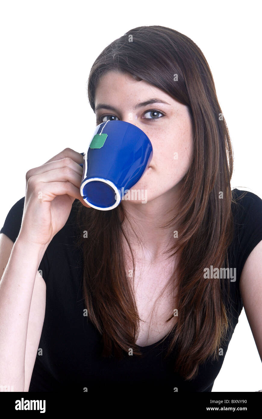 Woman drinking tea Stock Photo
