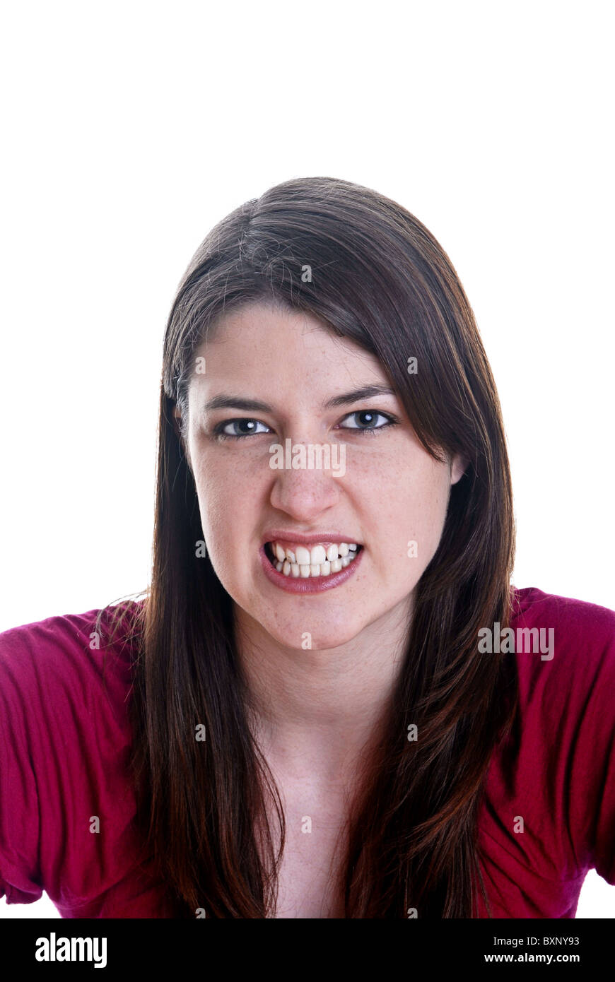Agressive young woman Stock Photo