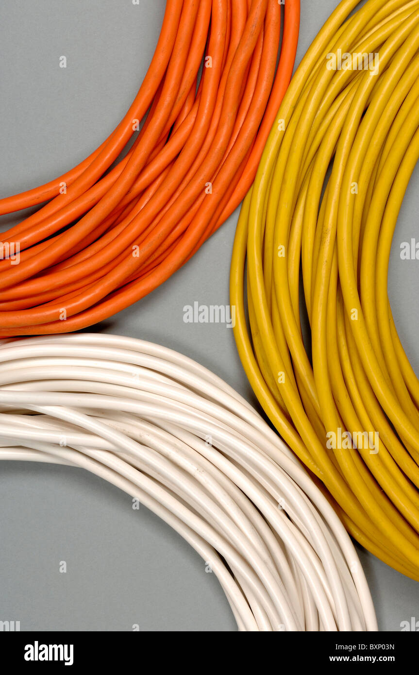 3 coils of cable Stock Photo