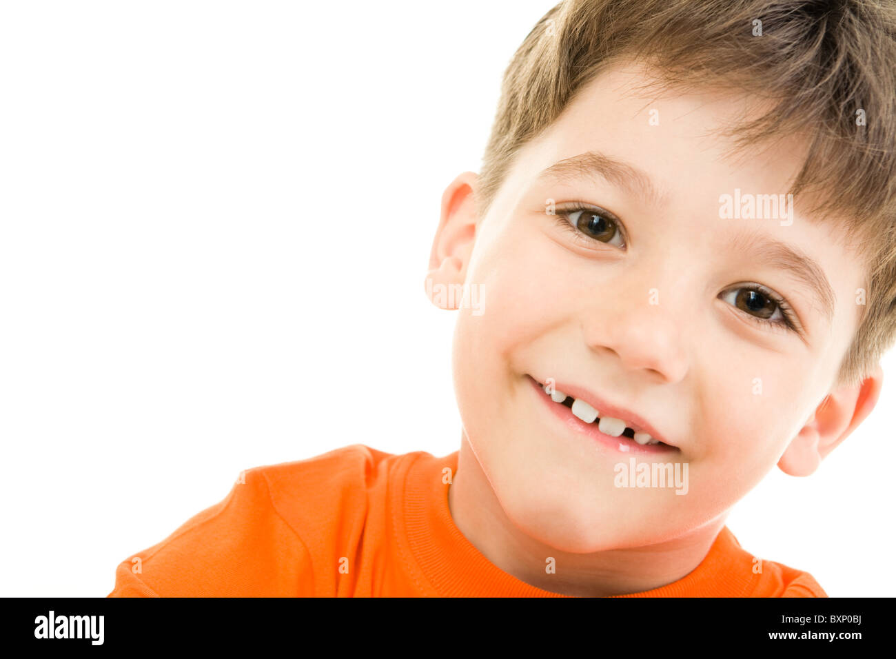 Portrait of young boy with smile on a white background Stock Photo - Alamy