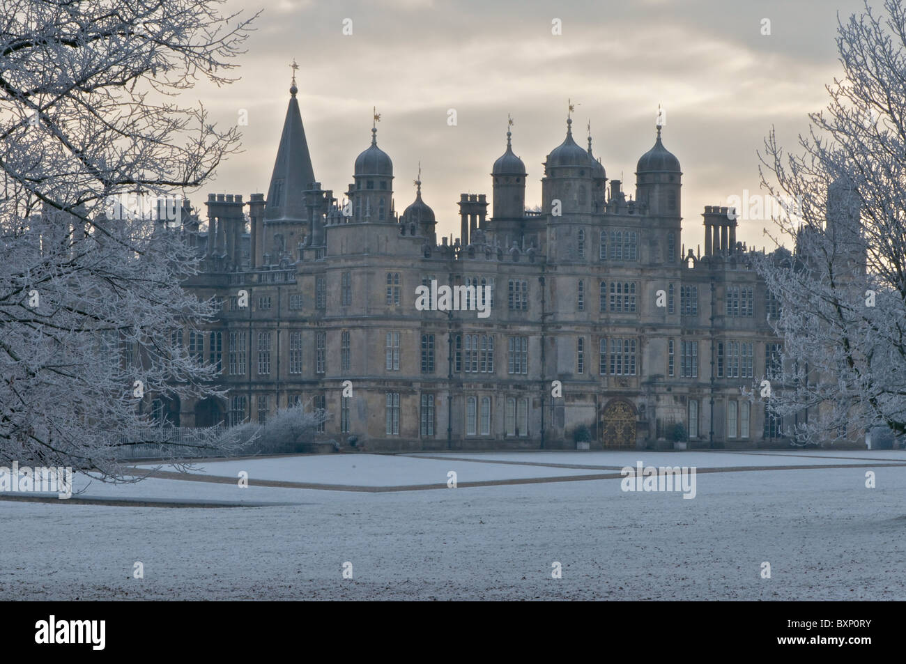 Burghley House on a Winters day Stock Photo