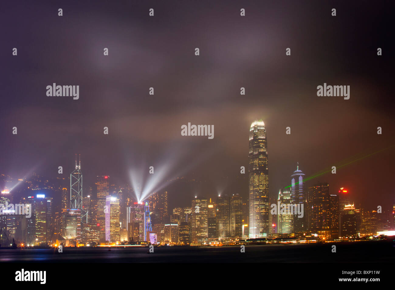 The spectacular Symphony Of Lights on Hong kong Island as seen from ...