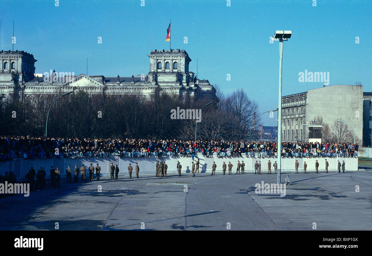 The Berlin Wall at the Brandenburg Gate, Berlin, Germany Stock Photo