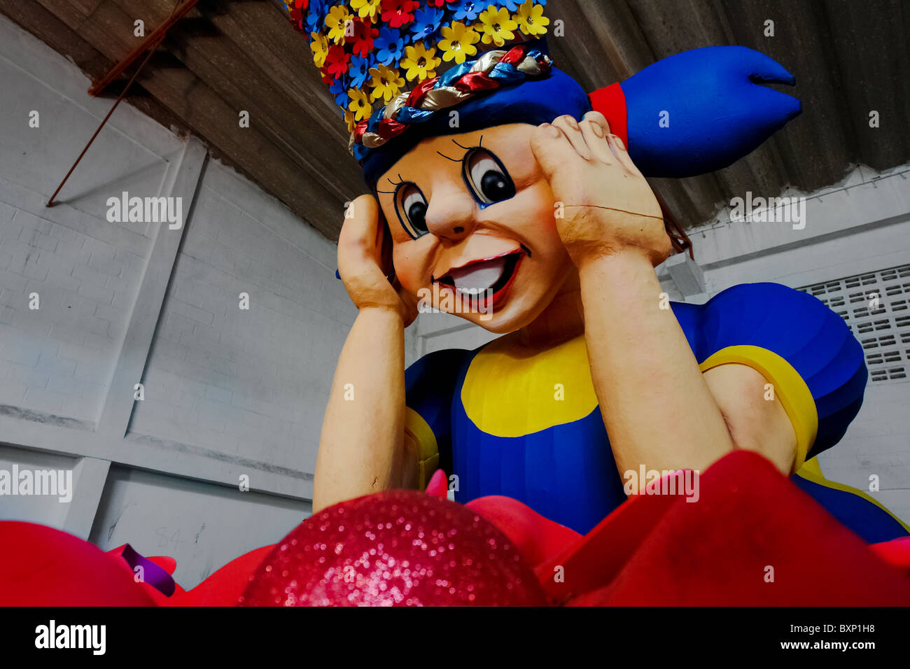 An allegorical statue during the construction process in the Carnival workroom, Barranquilla, Colombia. Stock Photo