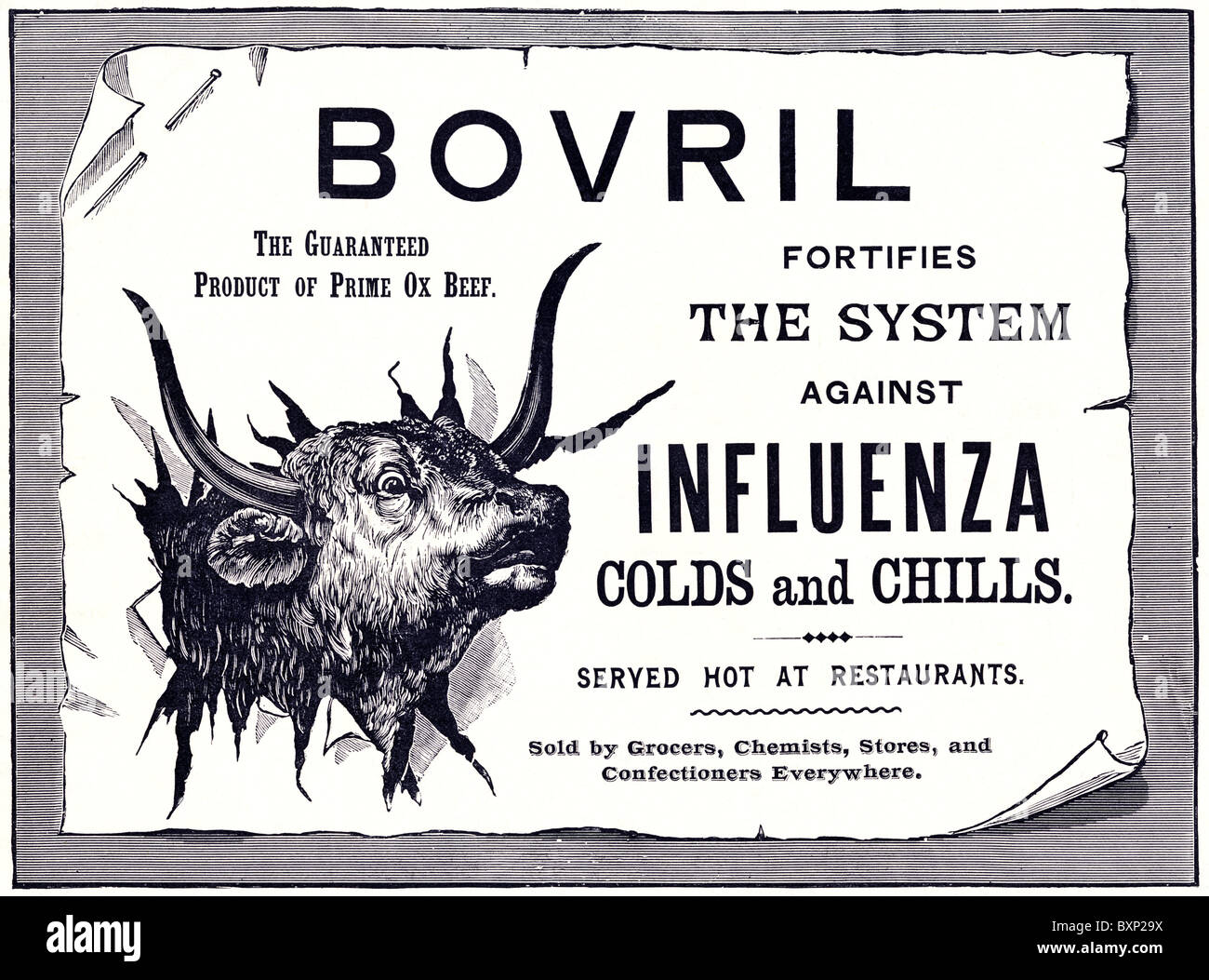 Victorian 1800s advertisement for Bovril in magazine circa 1893 Stock Photo