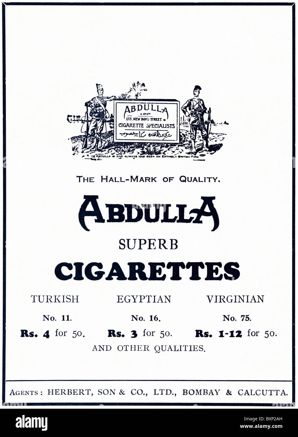 abdulla cigarettes Advertisement for Abdulla cigarettes used in magazine circa 1928 Stock  Photo