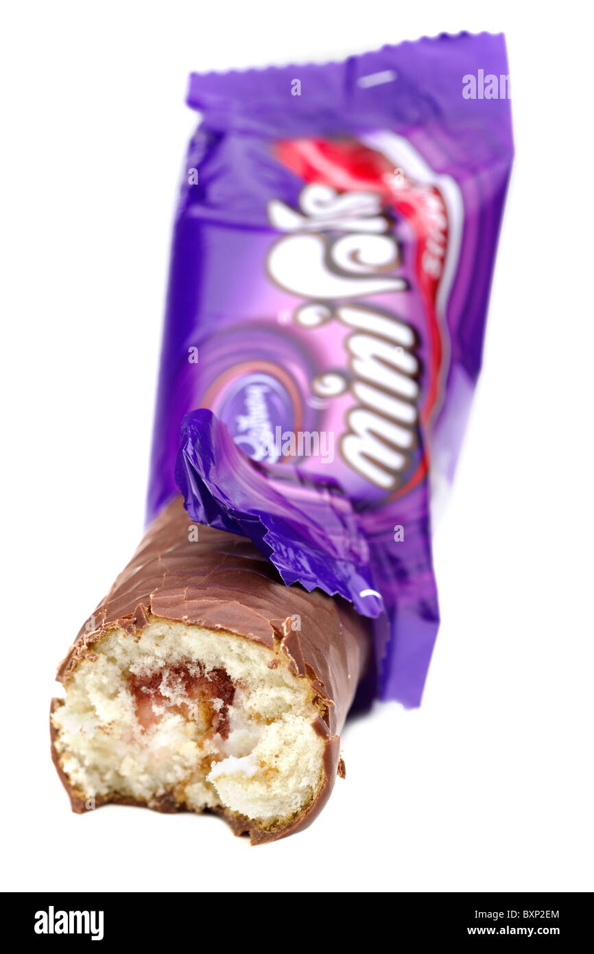 Cadbury's mini chocolate roll and wrapper Stock Photo