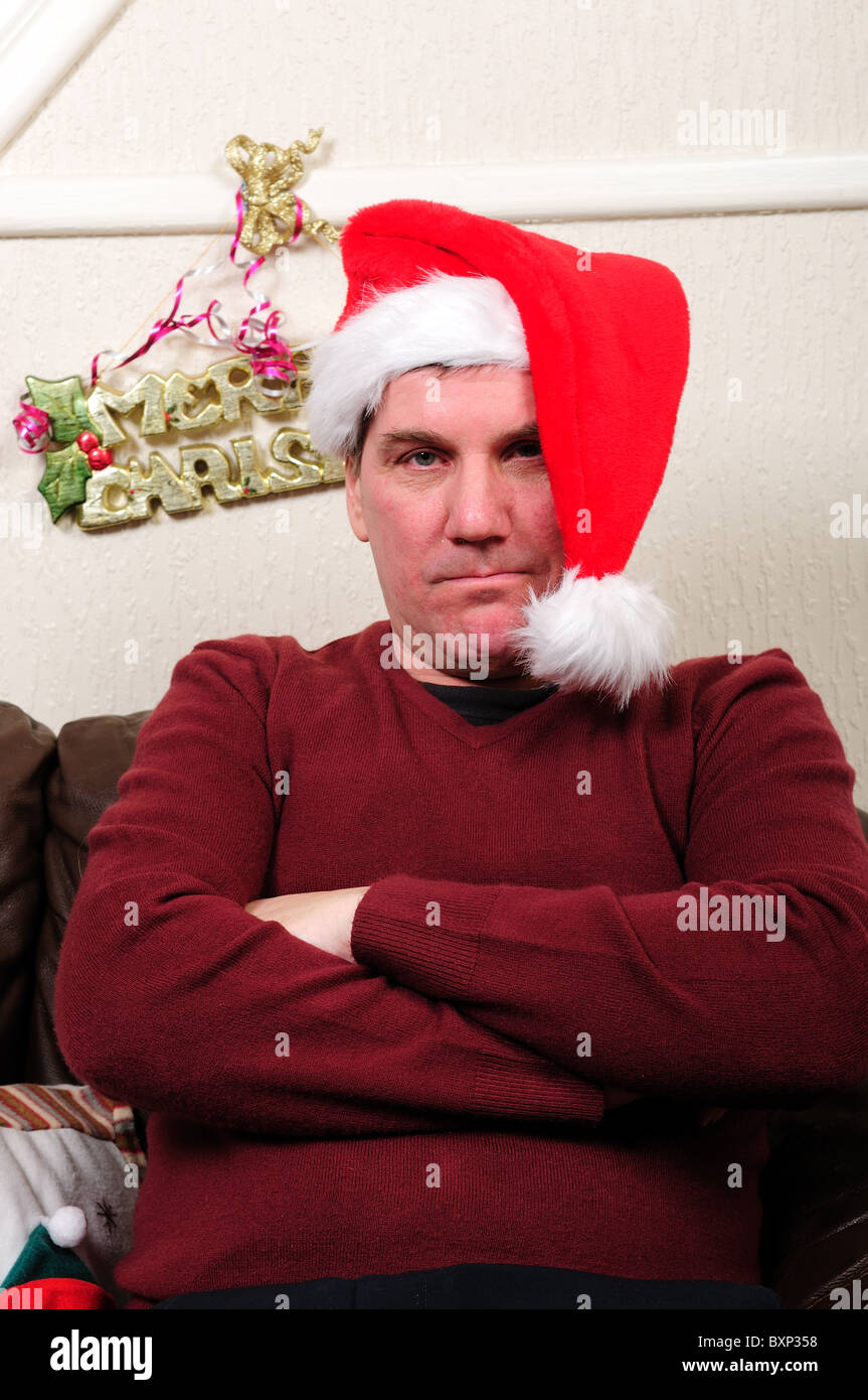 Man Angry At Christmas. Stock Photo