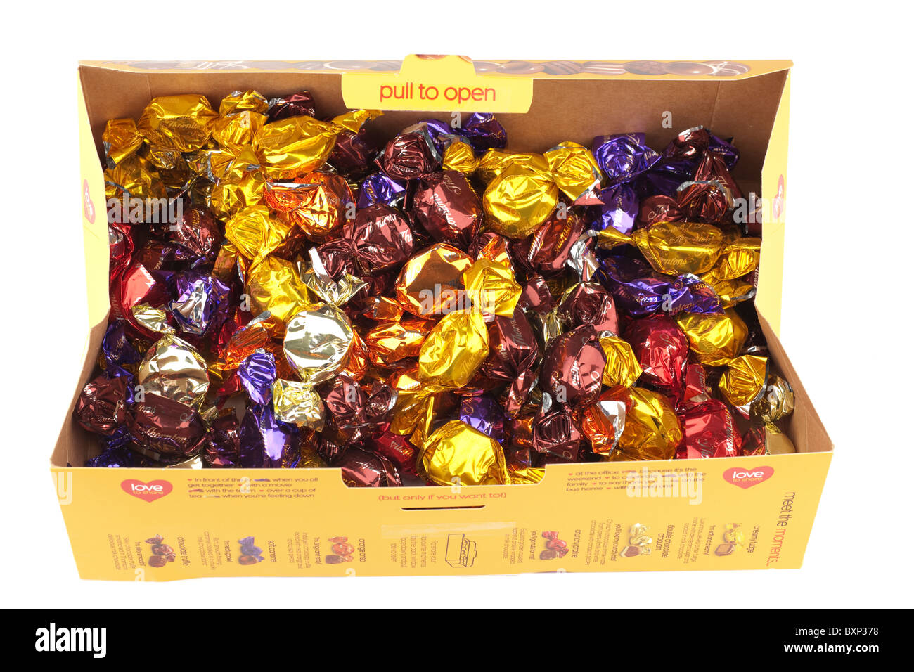 Box of Thorntons Moments chocolates Stock Photo