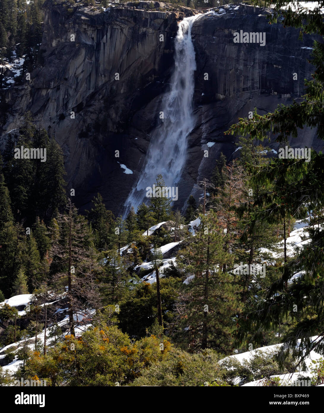 nevada falls john muir trail yosemite national park california USA spring snow  merced river Stock Photo