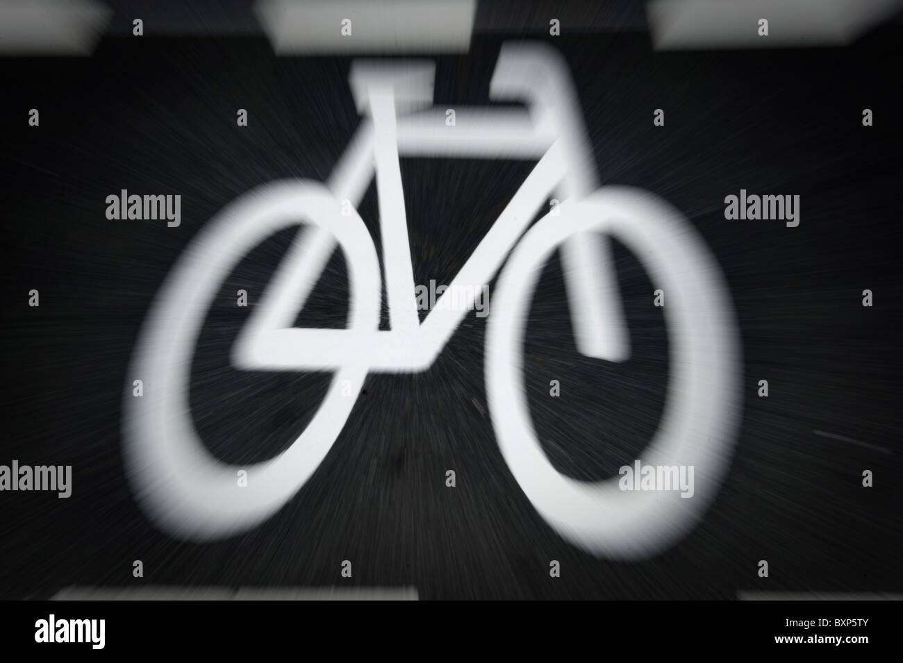 A pictogram of a bike in a bicycle path, Berlin, Germany Stock Photo