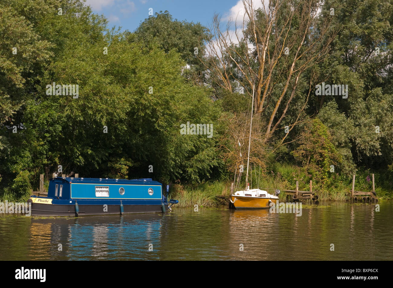 Boats on the river Waveney in Beccles , Suffolk , England , Great britain , Uk Stock Photo