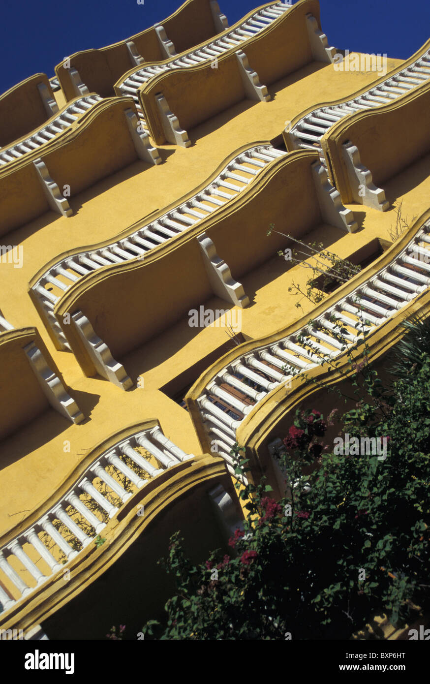 Balconies In Plaza De Los Coches, Low Angle View Stock Photo