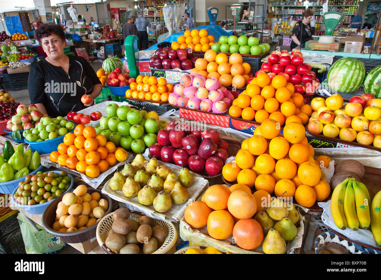 Food Market or Shuka in Vanadzor Armenia Stock Photo
