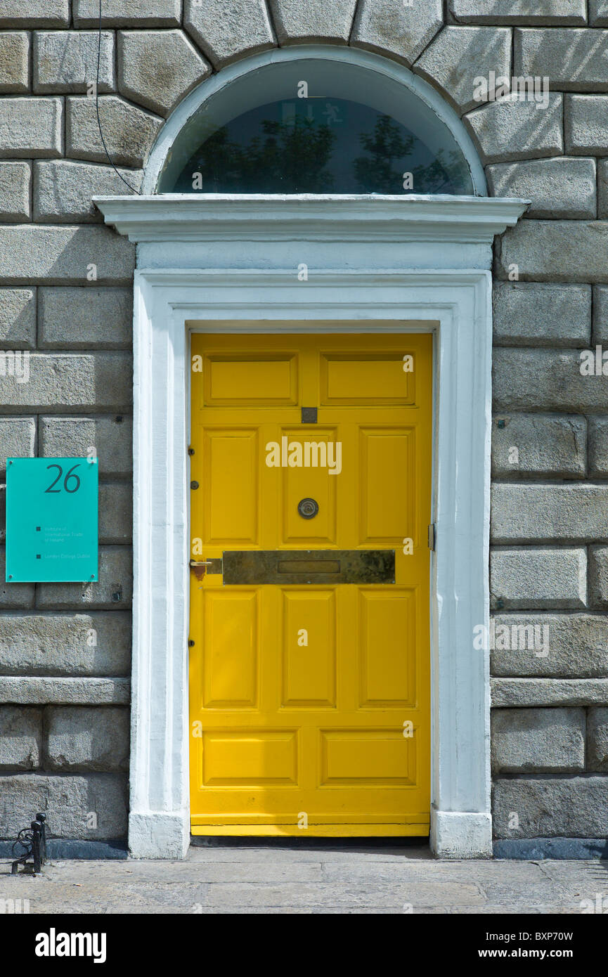 Georgian architectural style front door and doorway in Merrion Square, Dublin city centre, Ireland Stock Photo