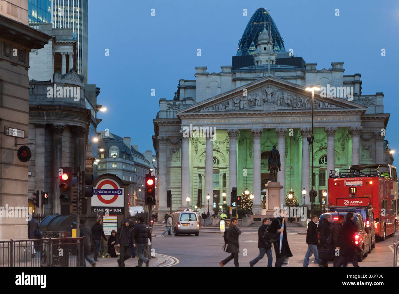 Bank Station .The Royal Exchange building London Stock Photo Alamy