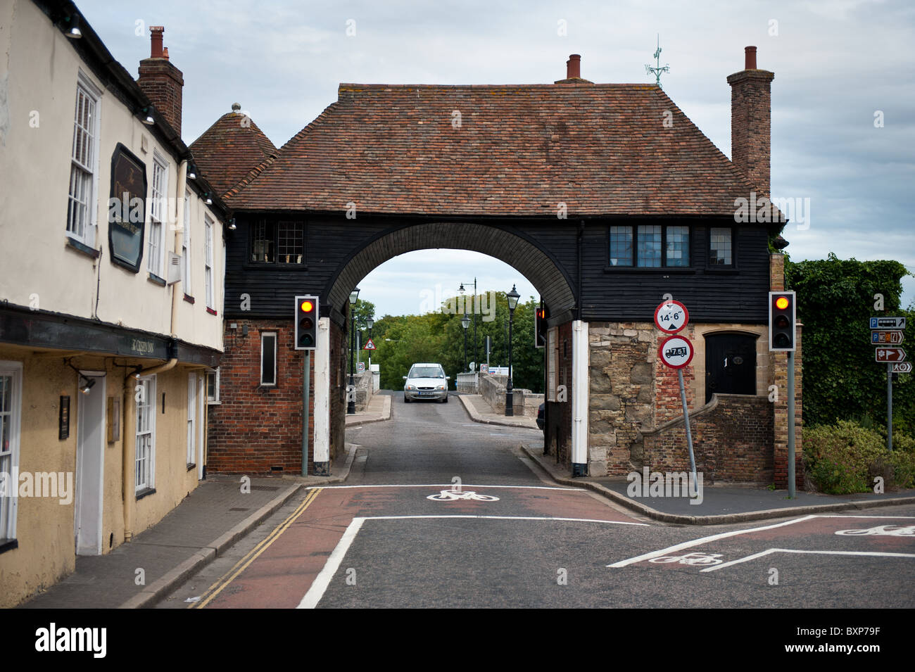 Tollgate on the quayside Sandwich Kent Stock Photo