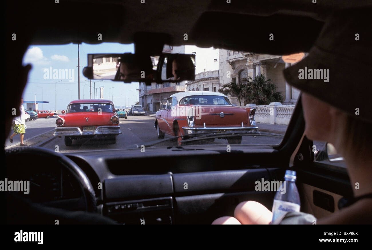 Riding In A Car In Havana Stock Photo
