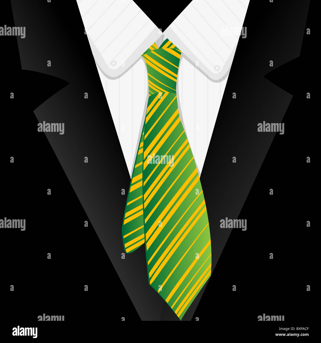 Striped green tie Stock Photo