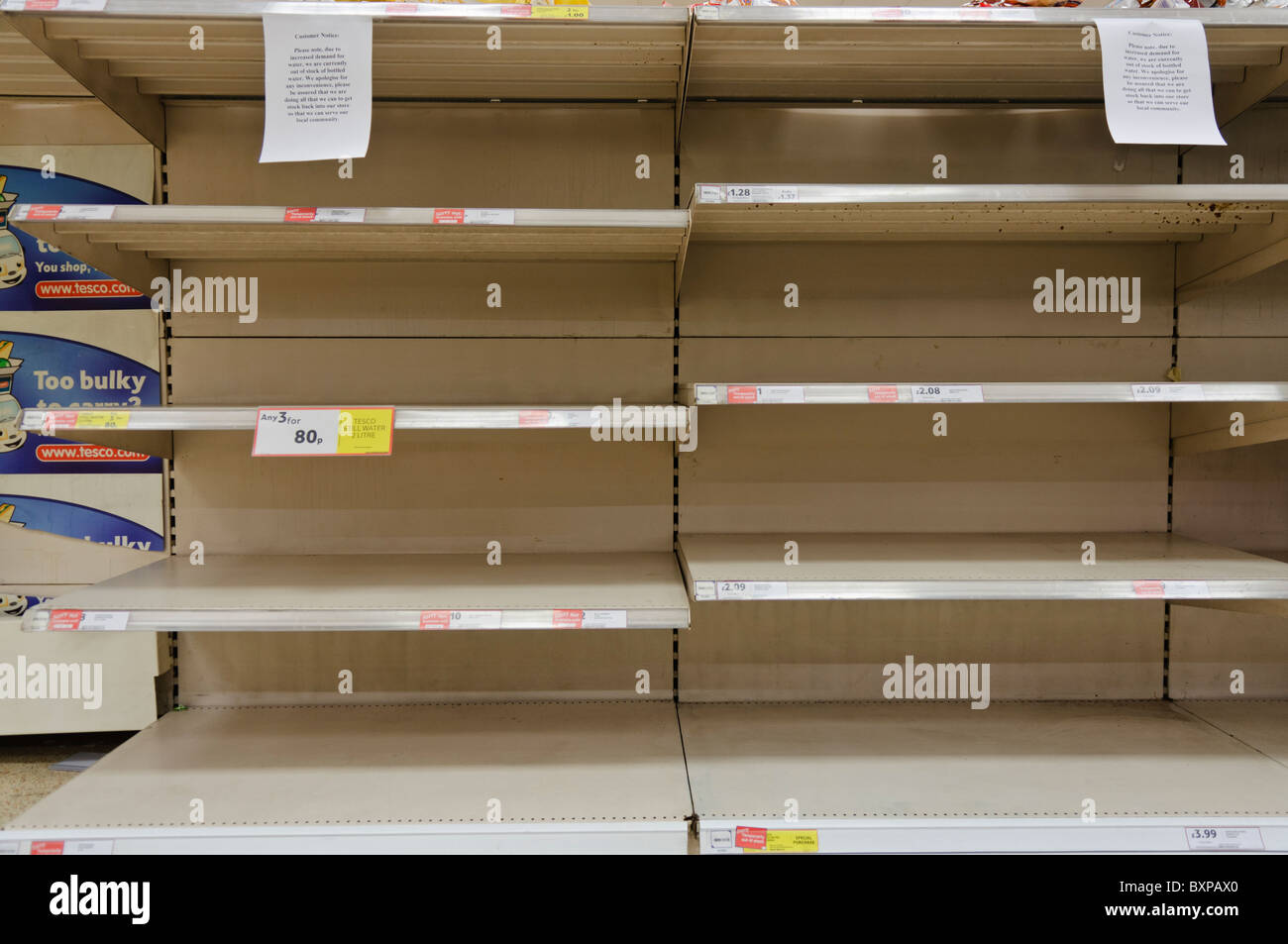 Panic buying of bottled water in shops during water shortage leaves