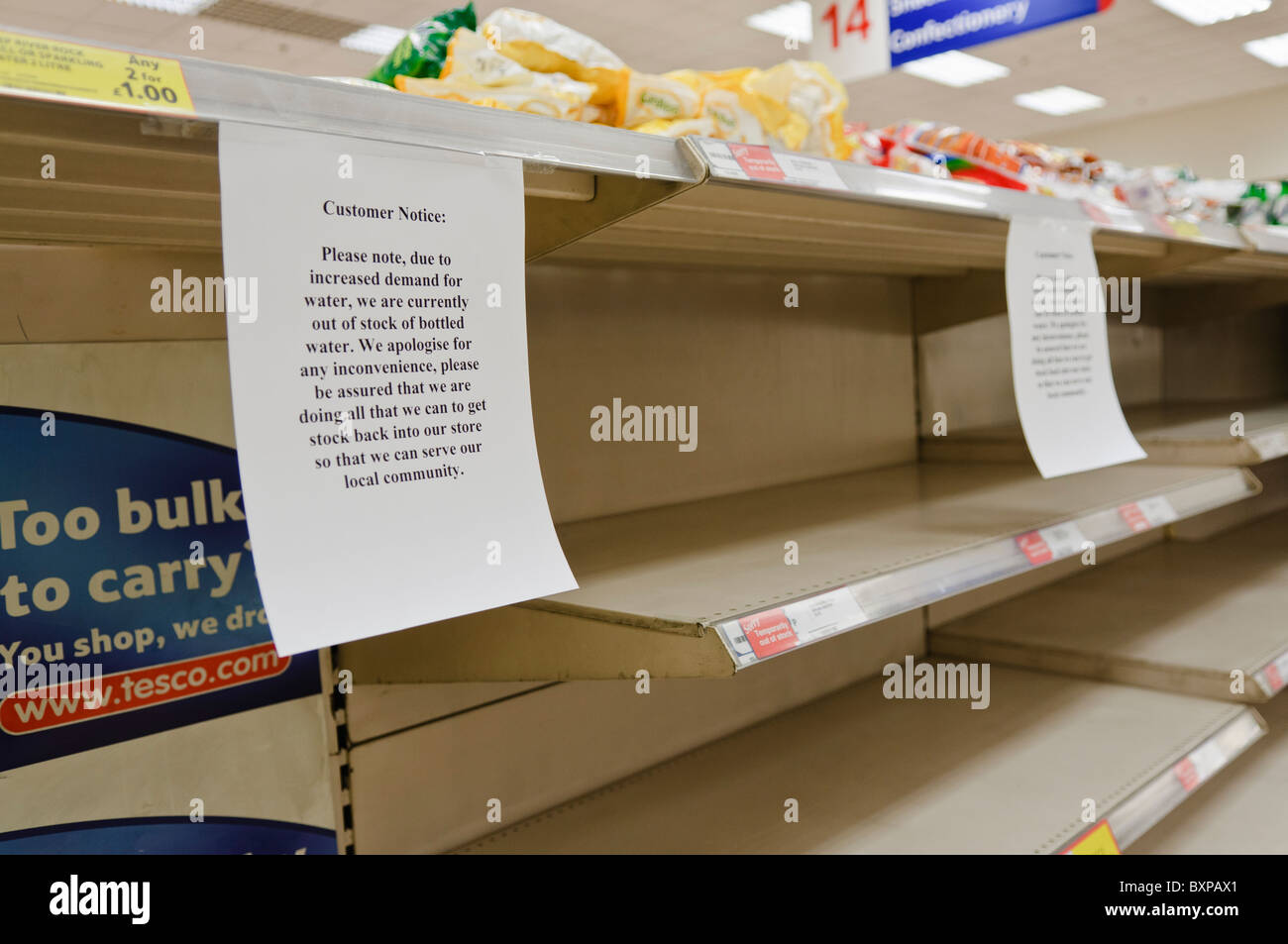 Panic buying of bottled water in shops during water shortage leaves