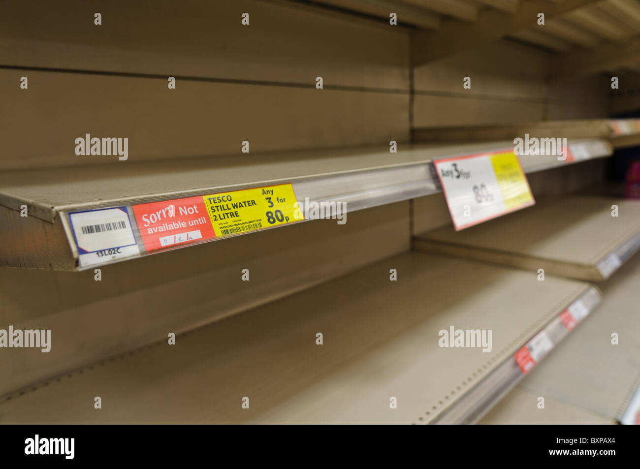 Panic buying of bottled water in shops during water shortage leaves