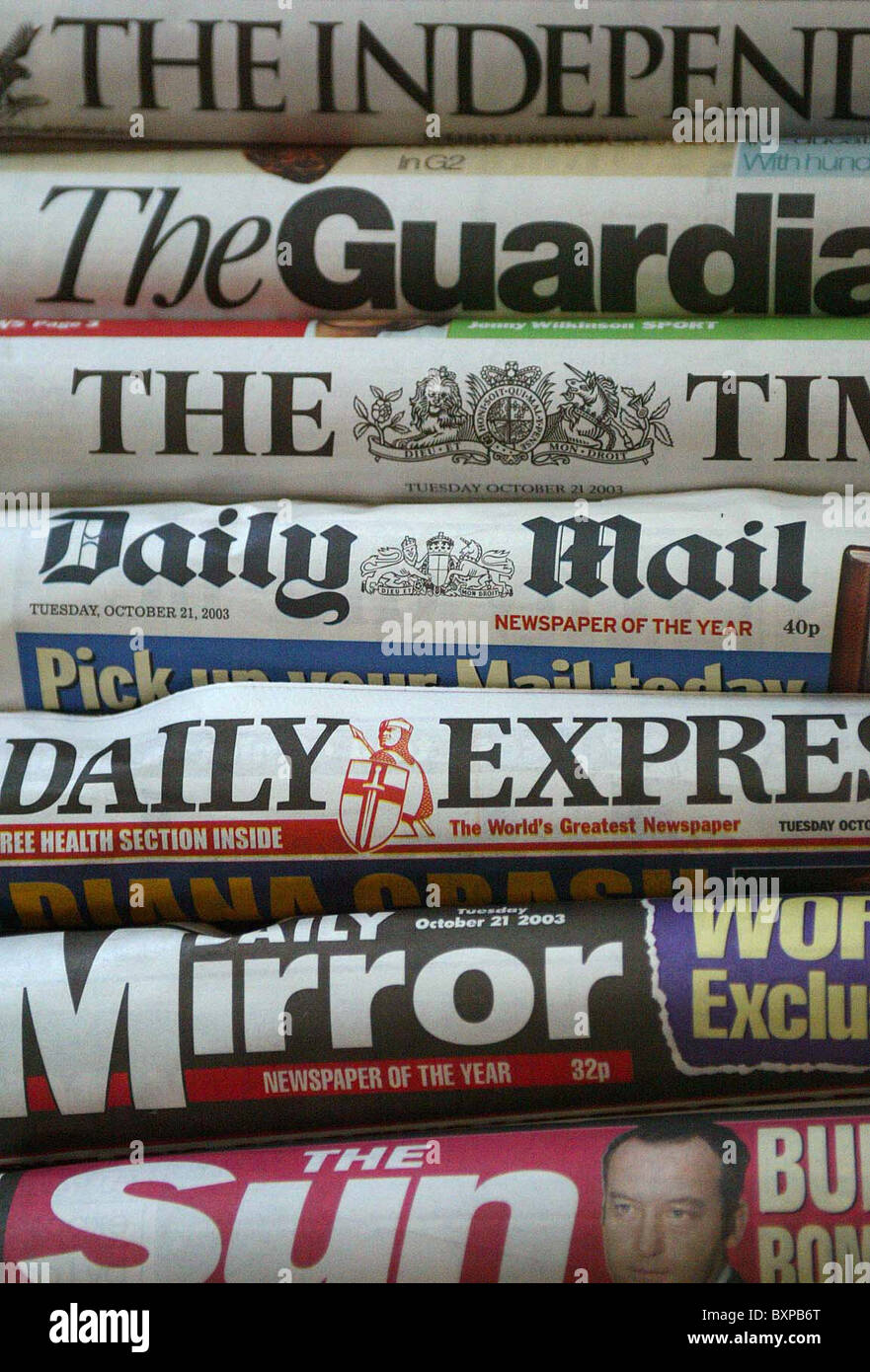British National Newspapers. Stock Photo