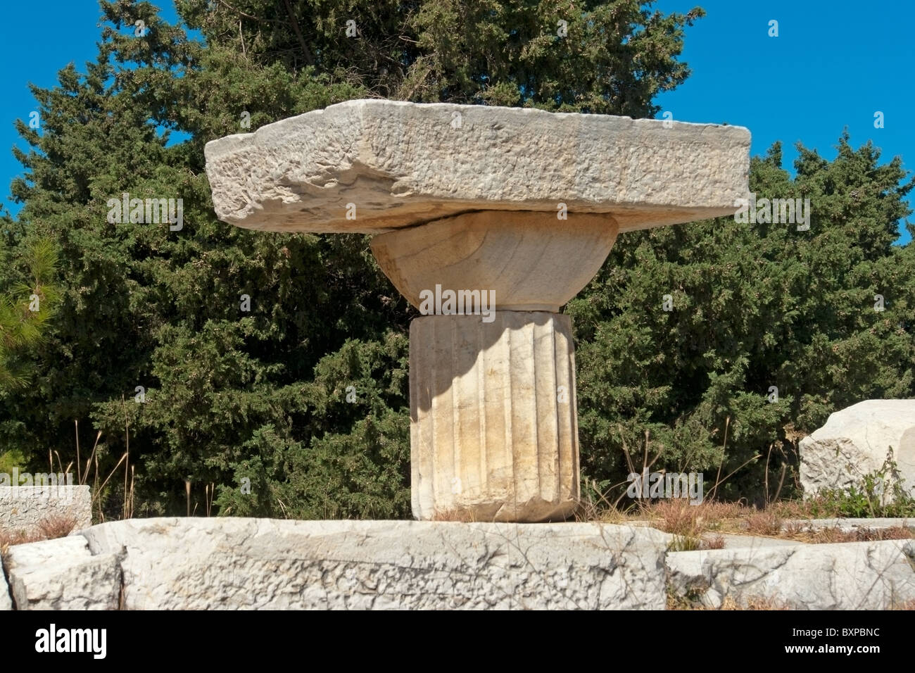 Part of the ruins of the temple of  Asclepius, at f the Asclepeion archaeological site on the island of Kos Stock Photo