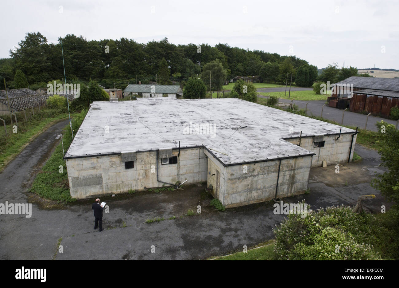 Exterior of Civil Defence Nuclear Bunker built in 1950s at Ullenwood Camp near Cheltenham Gloucestershire UK Stock Photo