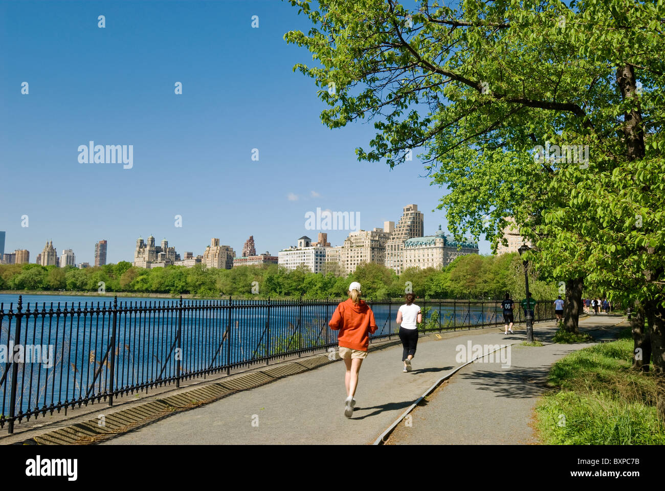 The Reservoir jogging track, with a view of the Central Park West ...
