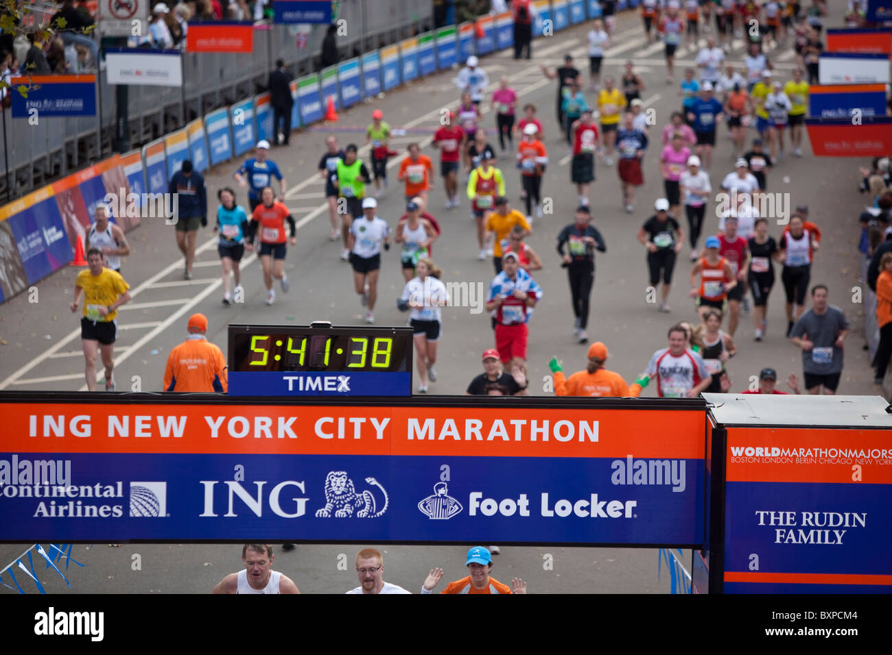 Runners at the finish line in Central Park during 2009 New York City