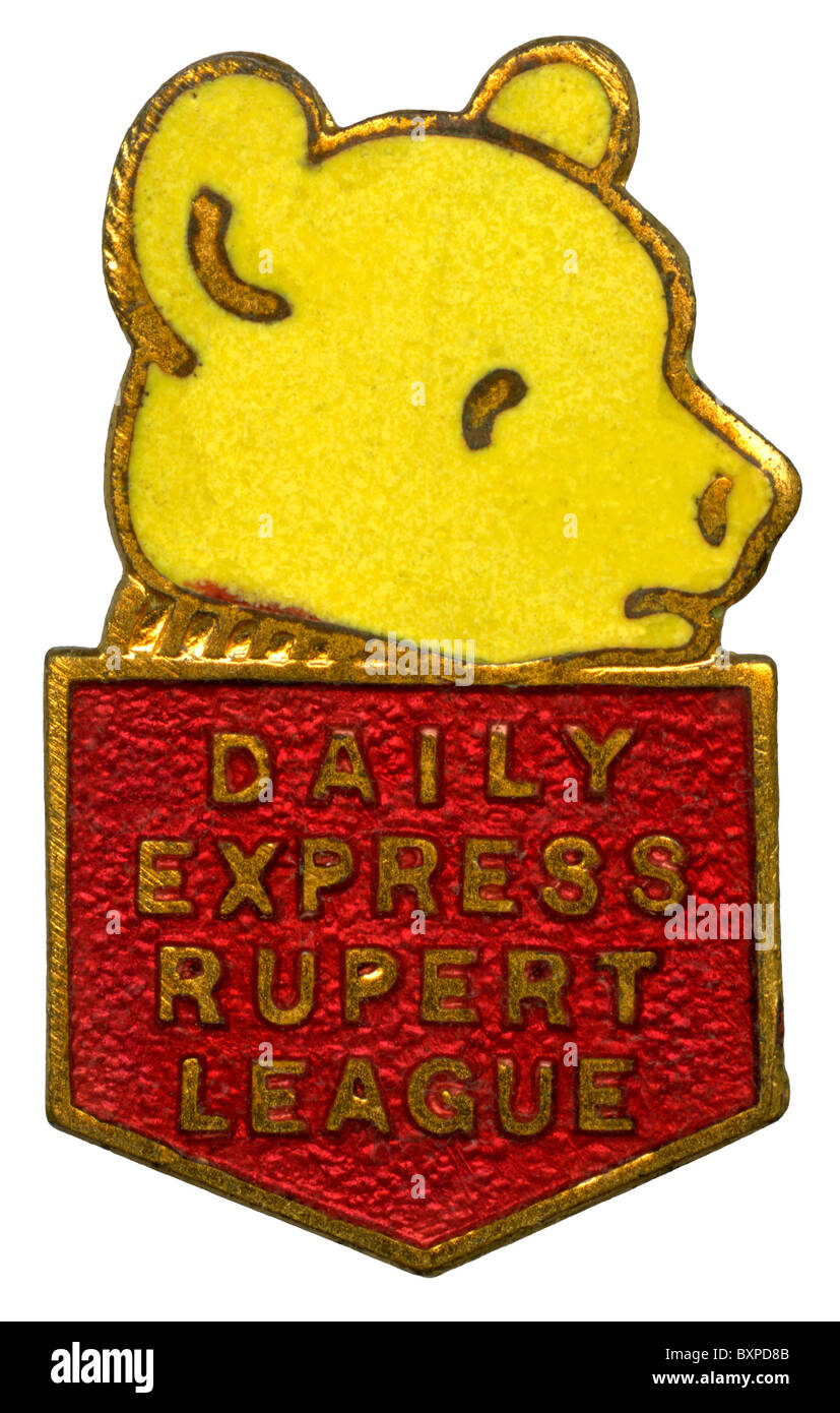 Daily Express Rupert League enamel badge c. 1937. Rupert Bear's author was Mary Tourtel and the artist was Alfred Bestall Stock Photo