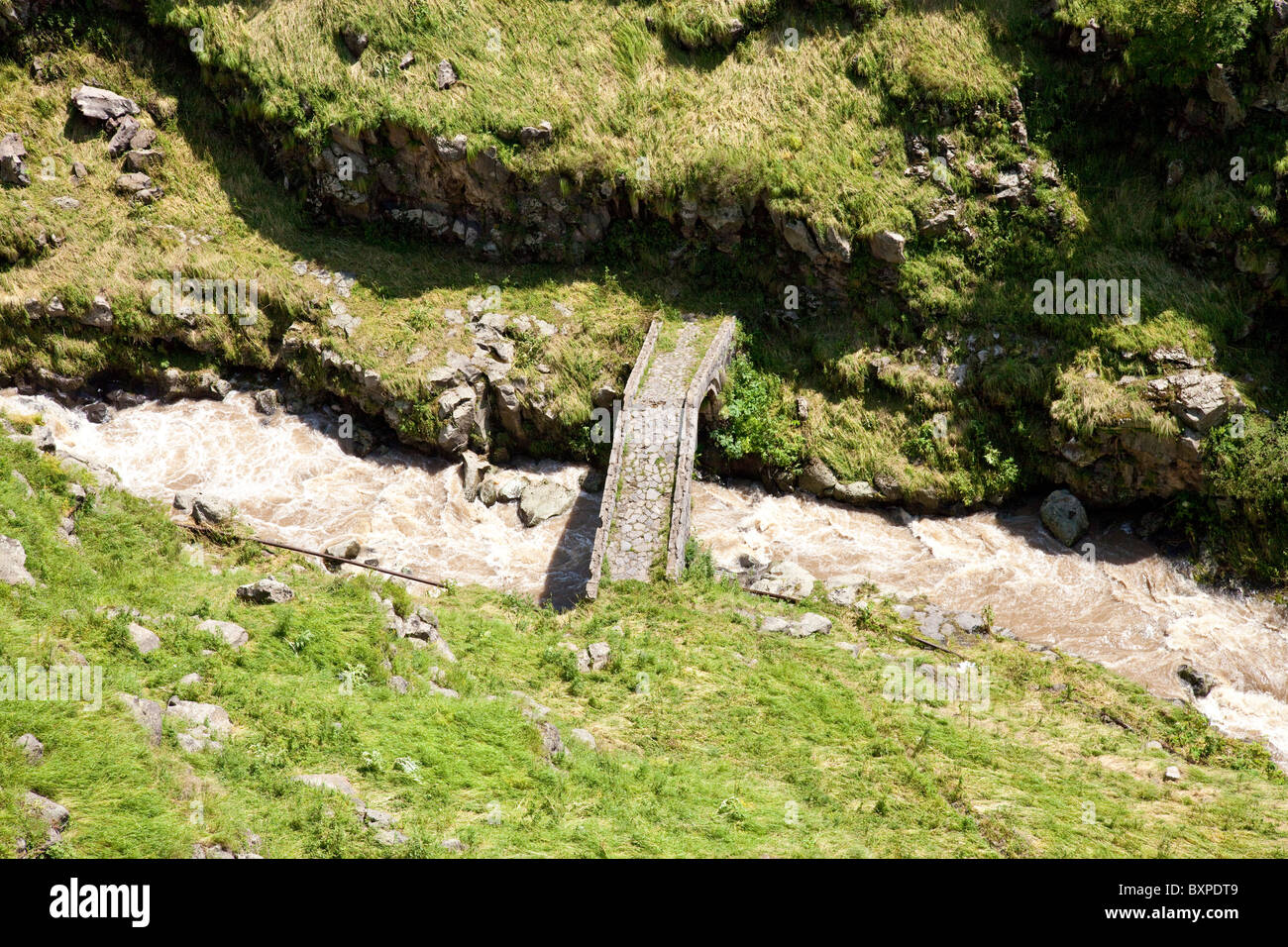 Medieval bridge the Fortress of Lori Berd in Northern Armenia Stock Photo