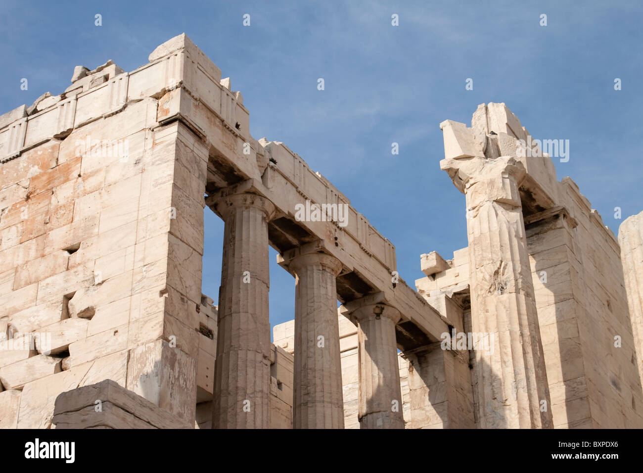 Facade of the Propylaea on the Acropolis, Athens Stock Photo