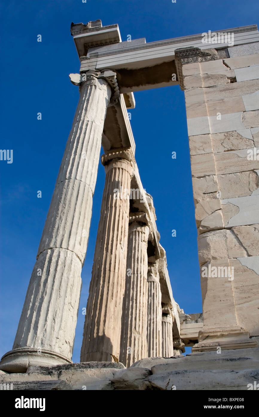 Columns of the Erechtheum on the Acropolis, Athens Stock Photo