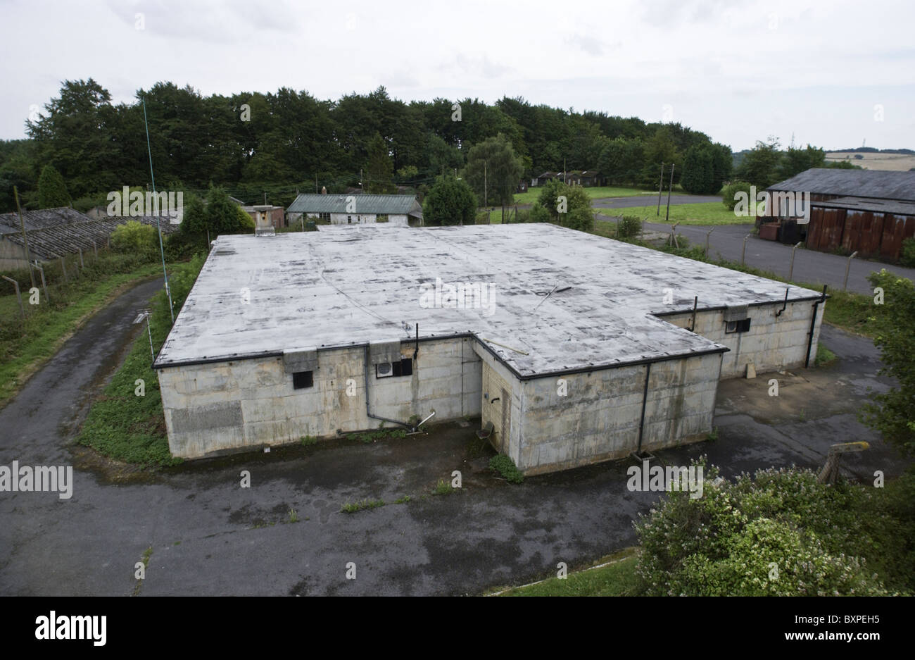 Exterior of Civil Defence Nuclear Bunker at Ullenwood Camp near Cheltenham Gloucestershire Stock Photo